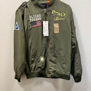 Avirex MA-1 Flight Jacket Green Mens Size Medium Flying Tiger Embroidery